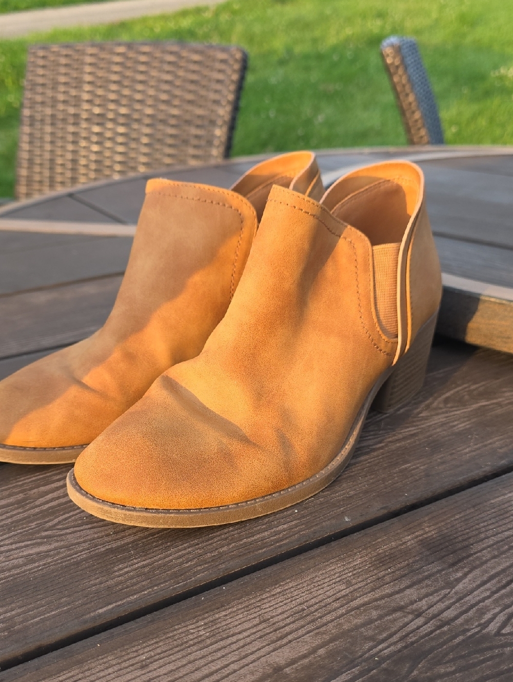 Women's Faux Leather  Ankle Booties in Tan